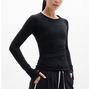 NWT Athleta Momentum Seamless Long Sleeve Tee Medium Black